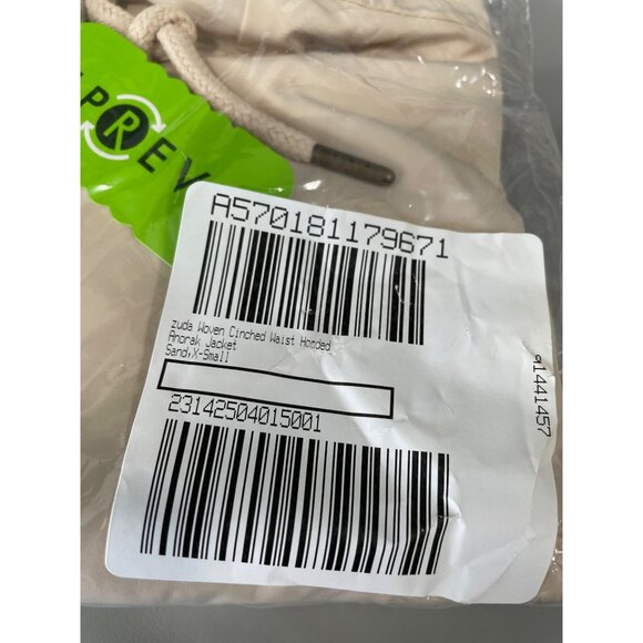 Zuda Woven Cinched Waist Hooded Anorak Jacket Womens XS Sand Cream Polyester NEW - Picture 2 of 6